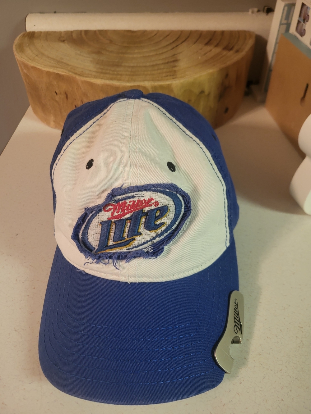 Miller Lite Distressed Baseball Cap with Bottle Opener Hat Strapback Adjustable